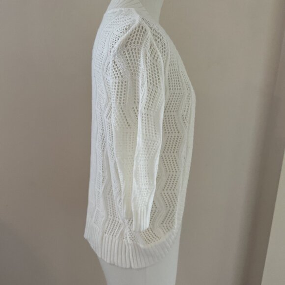 Leo & Nicole Bolero Shrug Crop Cardigan Women's Small Ivory Half Sleeve Sheer - Picture 4 of 11